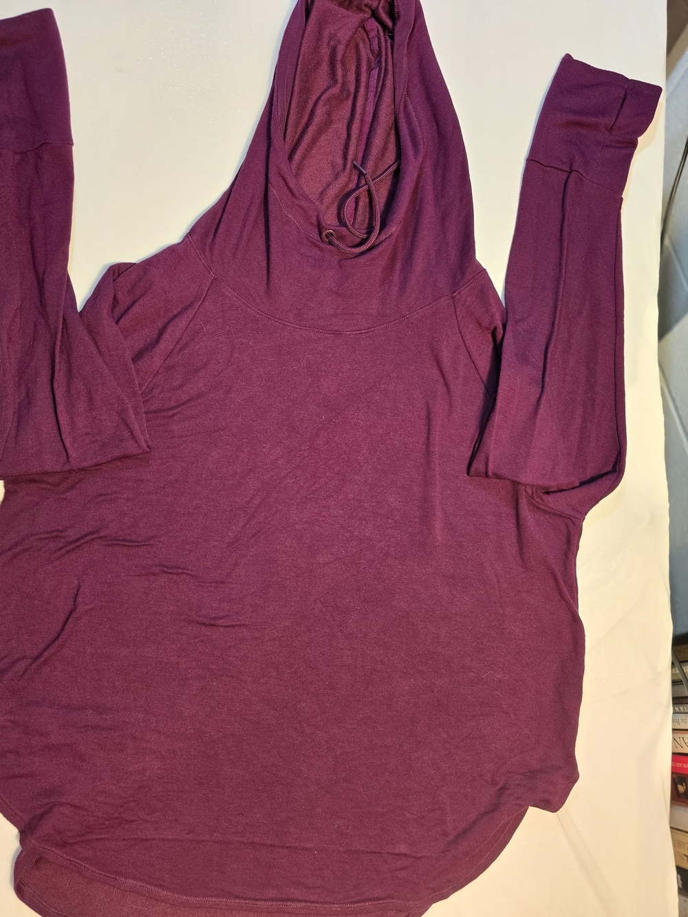 Women's Hooded Long Sleeve Top - Plum